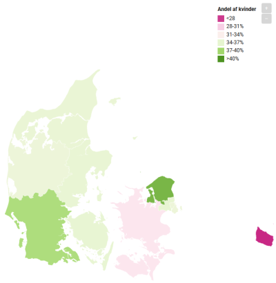 Bileldet viser et Danmarkskort med Folketingskadidater fordelt på storkredse. Overisgten findes også i rapporten