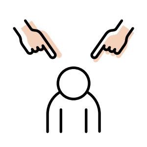 Ikon der viser fingre, der peger på en person