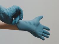blå handsker
