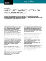 Forsiden af policy brief om barnets retssikkerhed i reform om ungdomskriminalitet